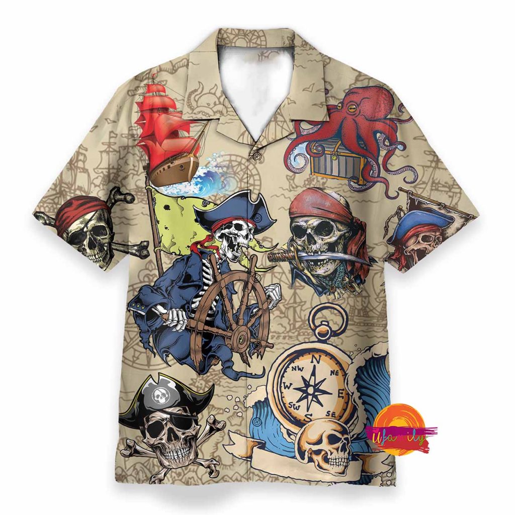 Skull Pirate Hawaiian Shirt Men