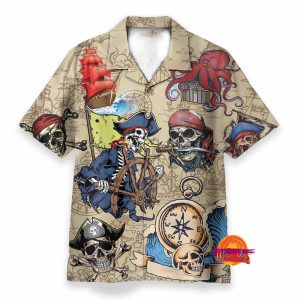 Skull Pirate Hawaiian Shirt Men 1