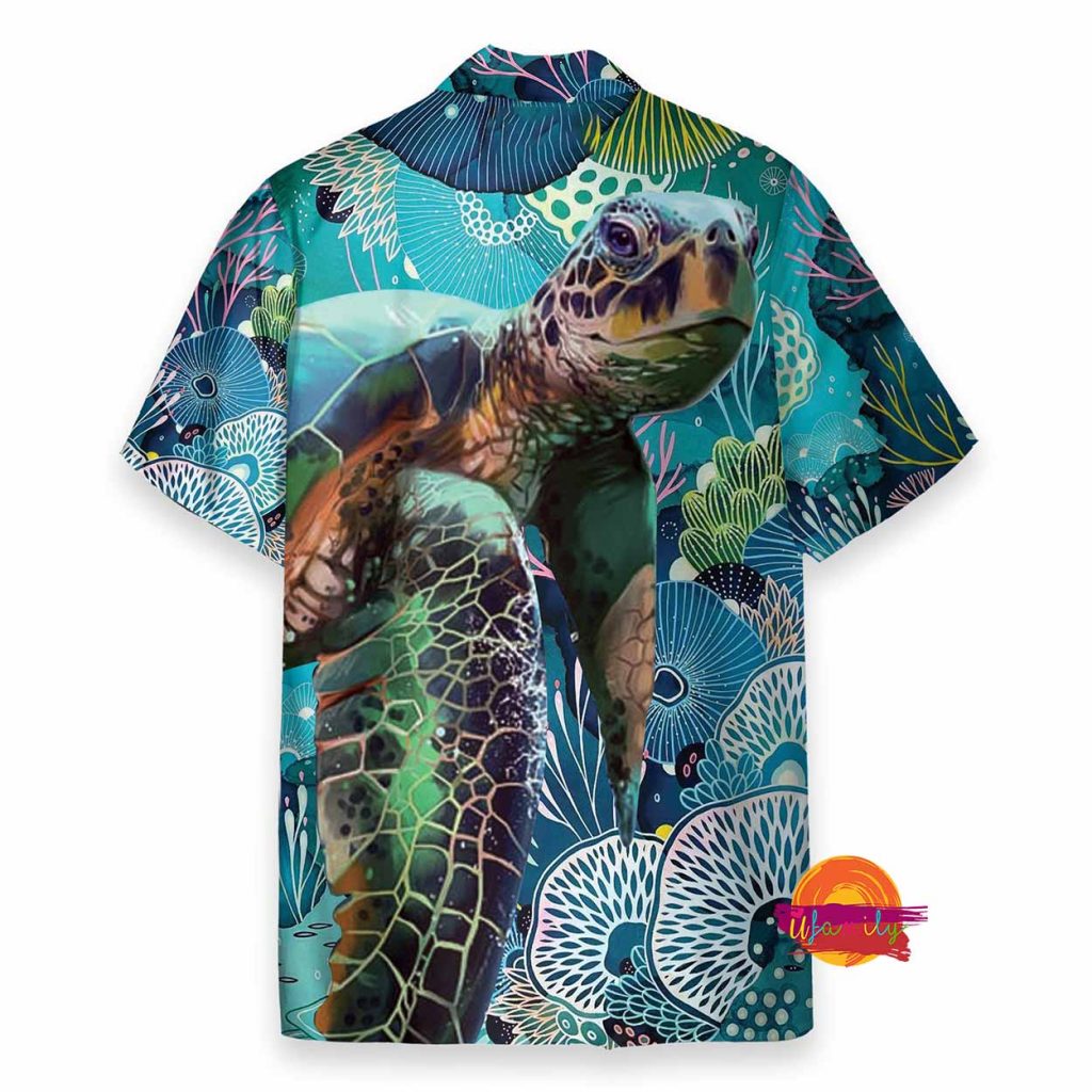 Turtle In Ocean Pattern Hawaiian Shirt