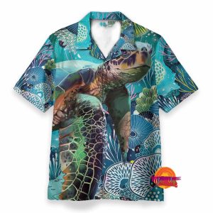Turtle In Ocean Pattern Hawaiian Shirt 2