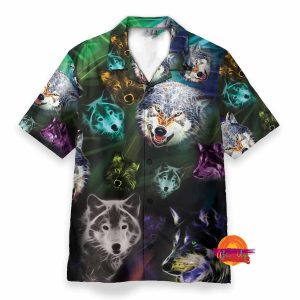 Wolf Pattern Hawaiian Shirt 1
