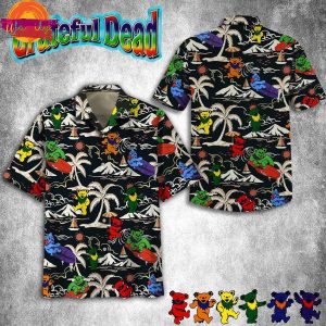 Grateful Dead Island Pattern Black Hawaiian Shirt Style 1