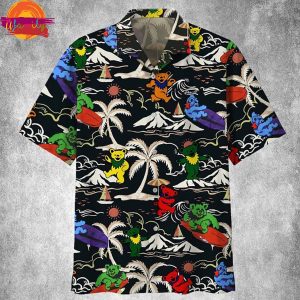 Grateful Dead Island Pattern Black Hawaiian Shirt Style