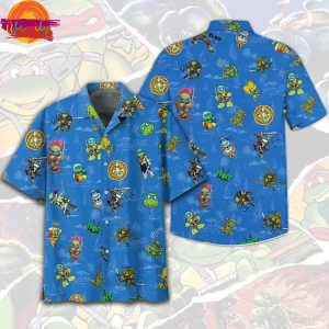 Ninja Turtles Pattern Blue Hawaiian Shirt 1