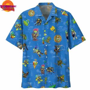 Ninja Turtles Pattern Blue Hawaiian Shirt 2