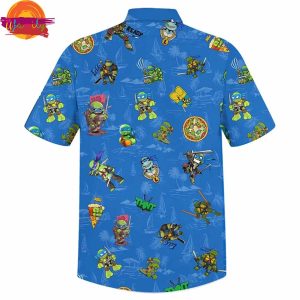 Ninja Turtles Pattern Blue Hawaiian Shirt 3