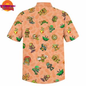 Ninja Turtles Pattern Orange Hawaiian Shirt 3