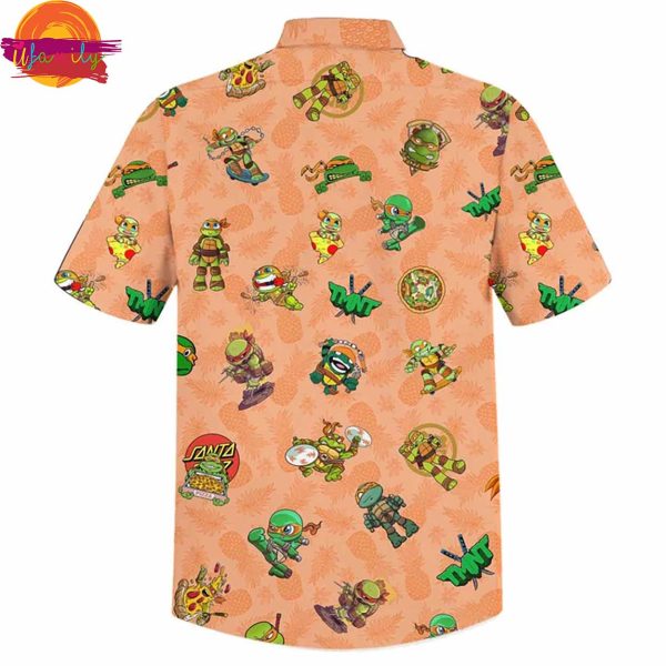 Ninja Turtles Pattern Orange Hawaiian Shirt
