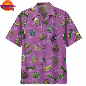 Ninja Turtles Pattern Purple Hawaiian Shirt