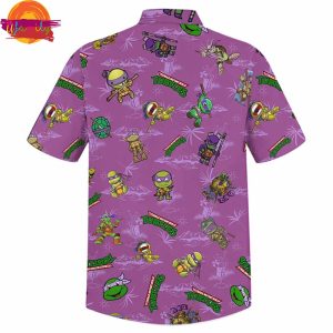 Ninja Turtles Pattern Purple Hawaiian Shirt 3