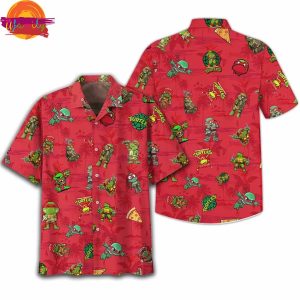 Ninja Turtles Pattern Red Hawaiian Shirt
