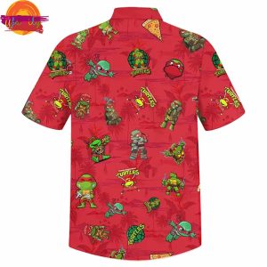 Ninja Turtles Pattern Red Hawaiian Shirt