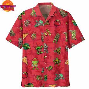 Ninja Turtles Pattern Red Hawaiian Shirt 3