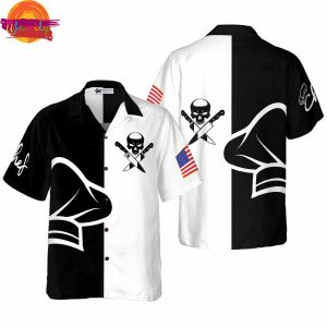 Skull Chef 3 Black And White Hawaiian Shirt
