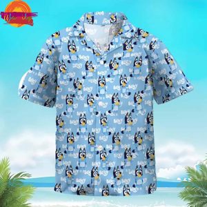Bluey Blue Pattern Hawaiian Shirt For Kids