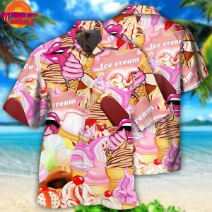 Chocolate Ice Cream Color Pink Hawaiian Shirt