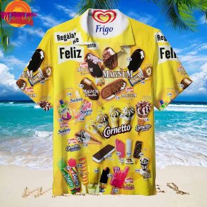 Cornetto Ice Cream Yellow Hawaiian Shirt Style