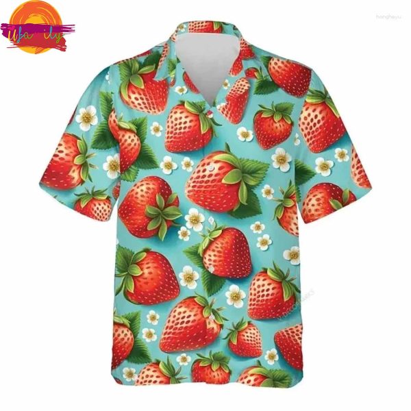 Fruit Strawberry Pattern Hawaiian Shirt For Women