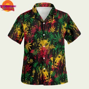 Jamaica Lion Colorful Weed Hawaiian Shirt Style 2