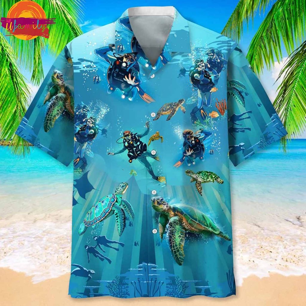 Scuba Diver With Turtle Hawaiian Shirt