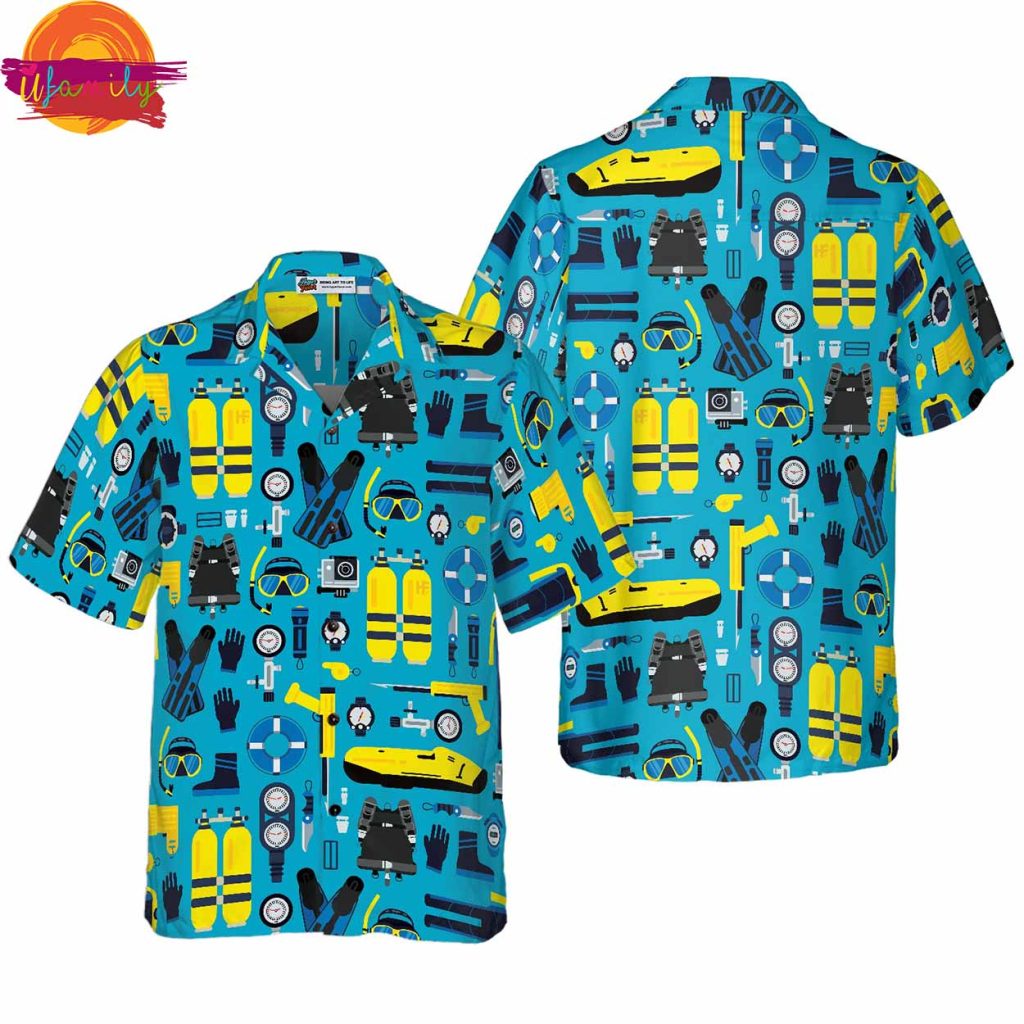 Scuba Diving Gear Hawaiian Shirt Style