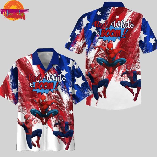 Spider Man Red White And Boom 4th Of July Hawaiian Shirt