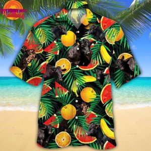 Black Angus Cattle Fruits Hawaiian Shirt