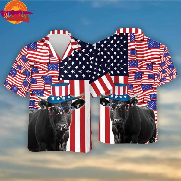 Black Angus Cow 4th Of July Hawaiian Shirt