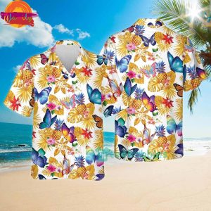 Butterfly Lovers Pineapple Tropical Flower Hawaiian Shirt