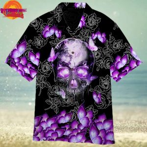 Butterfly Purple Skull Hawaiian Shirt Style 1