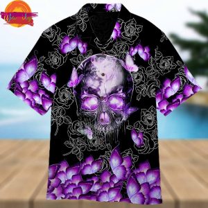 Butterfly Purple Skull Hawaiian Shirt Style