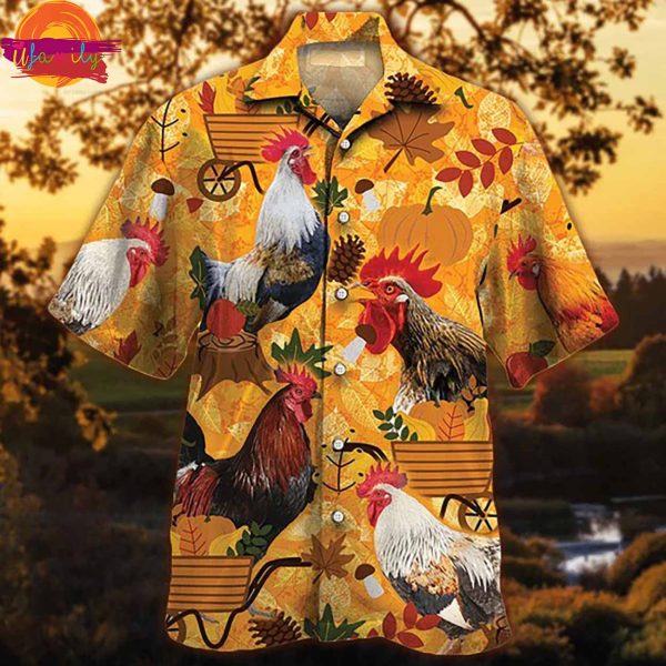 Chicken Orange Nature Autumn Hawaiian Shirt Style