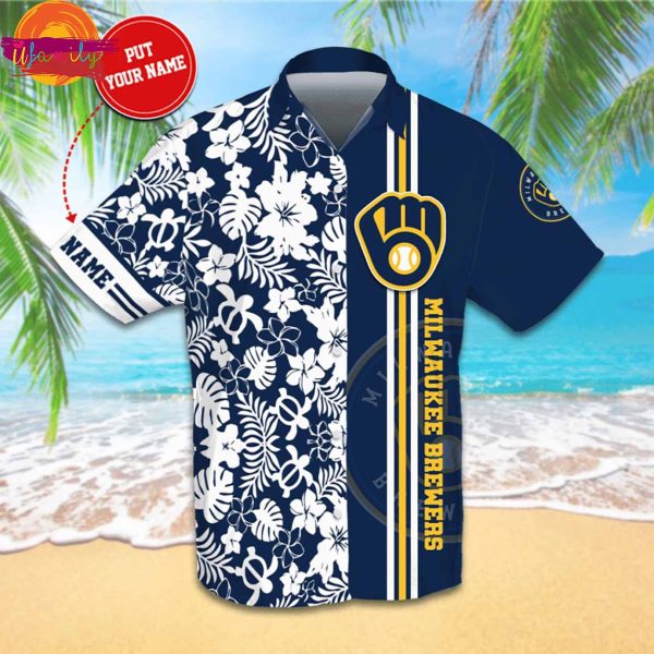 Custom Milwaukee Brewers Summer Flowers Hawaiian Shirt