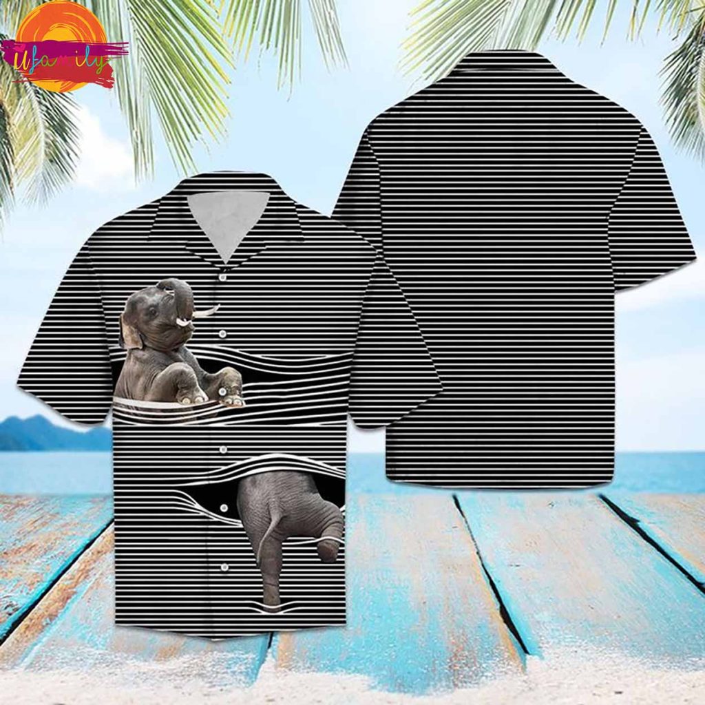 Elephant Line Hawaiian Shirt Style