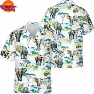 Elephant Pattern Hawaiian Shirt Style