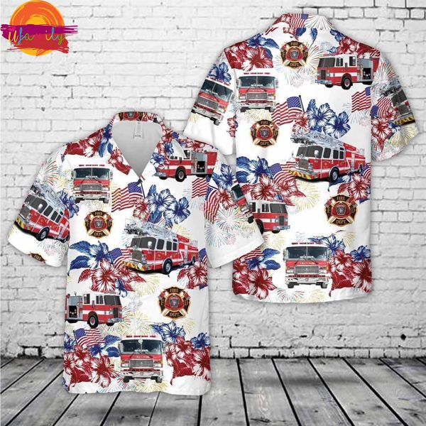 Firefighter Fire Truck 4th Of July Hawaiian Shirt Style