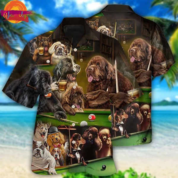 Funny Dogs Playing Billiards Hawaiian Shirt Style