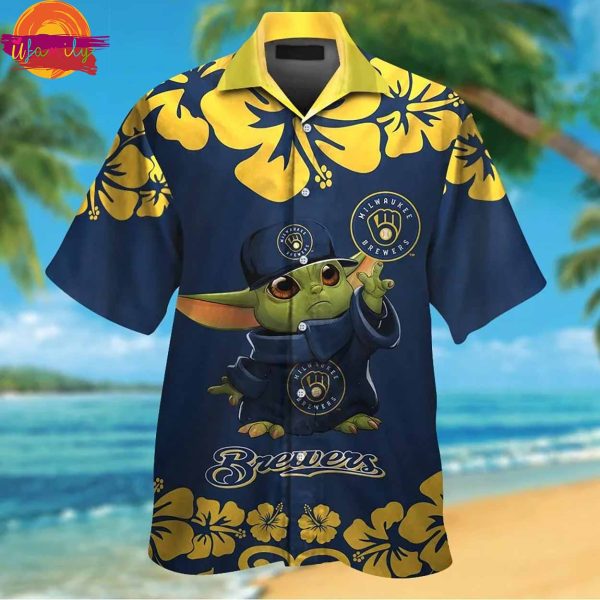 Milwaukee Brewers Baby Yoda Hawaiian Shirt