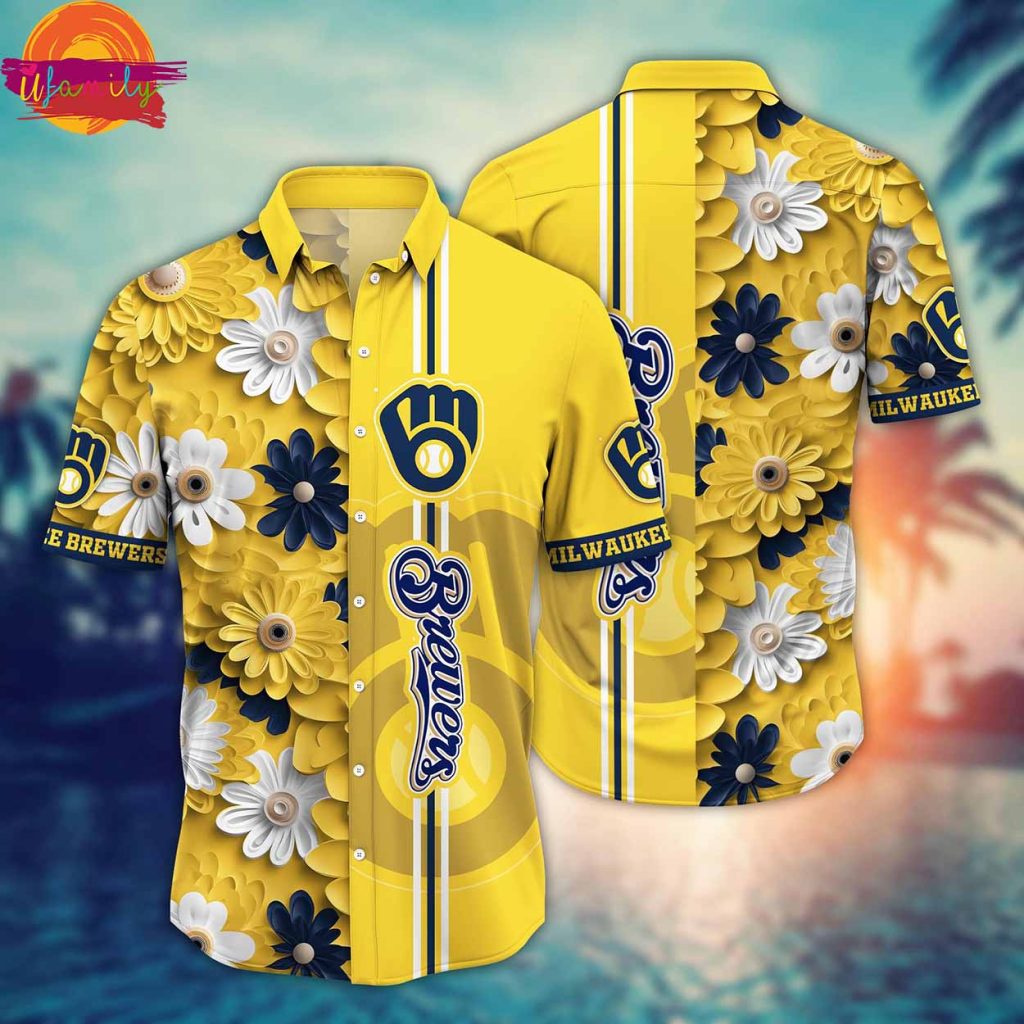 Milwaukee Brewers Flowers Hawaiian Shirt