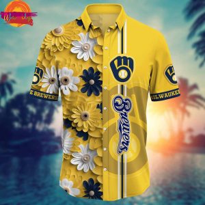 Milwaukee Brewers Flowers Hawaiian Shirt 3