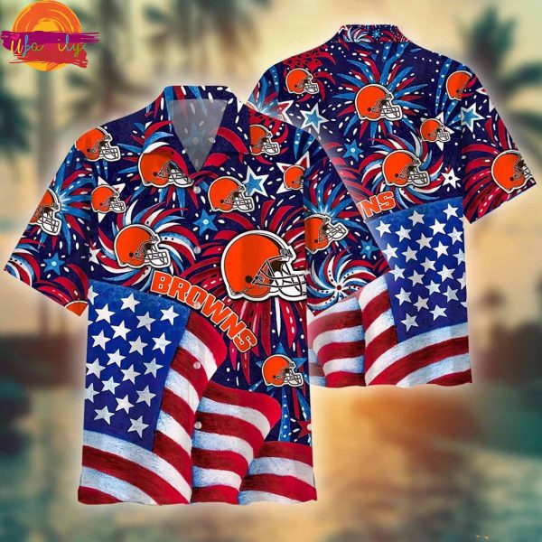 NFL Cleveland Browns Memorial Firework Hawaiian Shirt Style