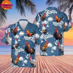 Chicken Blue All Over Printed 3D Hawaiian Shirt