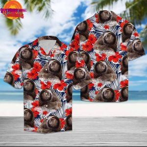 Sloth Hibiscus Flower Summer Hawaiian Shirt Style