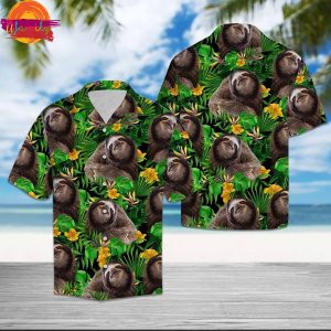 Sloth Tropical Wild Flower Hawaiian Shirt Style