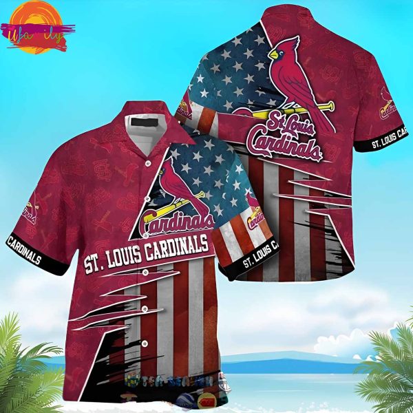 St Louis Cardinals MLB American Flag Hawaiian Shirt