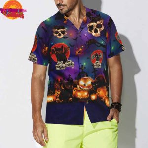 Black Cat Halloween Night Hawaiian Shirt Style