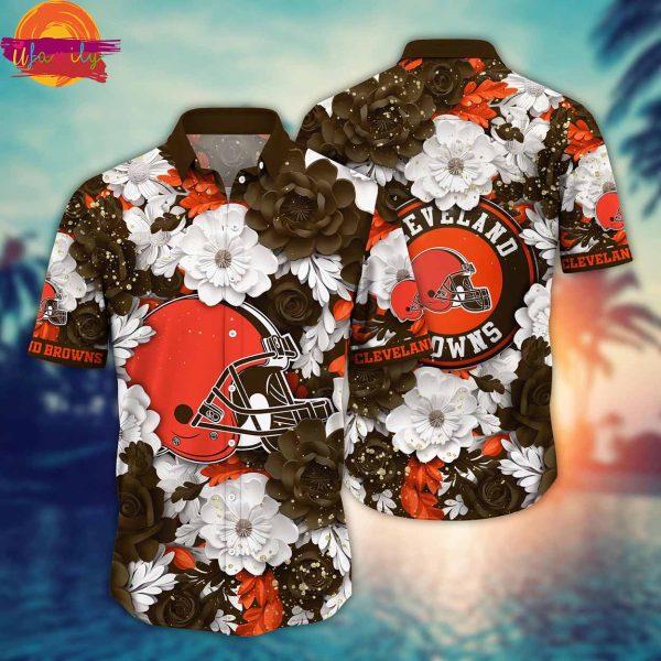 Cleveland Browns Tropical Flowers Hawaiian Shirt – NFL Themed Aloha Shirt