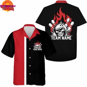 Custom Flame Skull Bowling Hawaiian Shirt