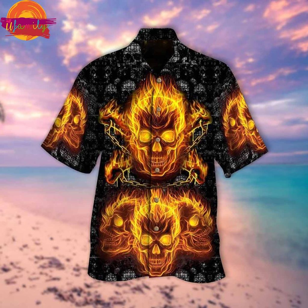 Fire Skulls Halloween Hawaiian Shirt Style