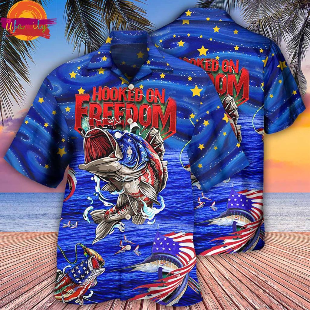 Fishing Hooked On Freedom Hawaiian Shirt Style